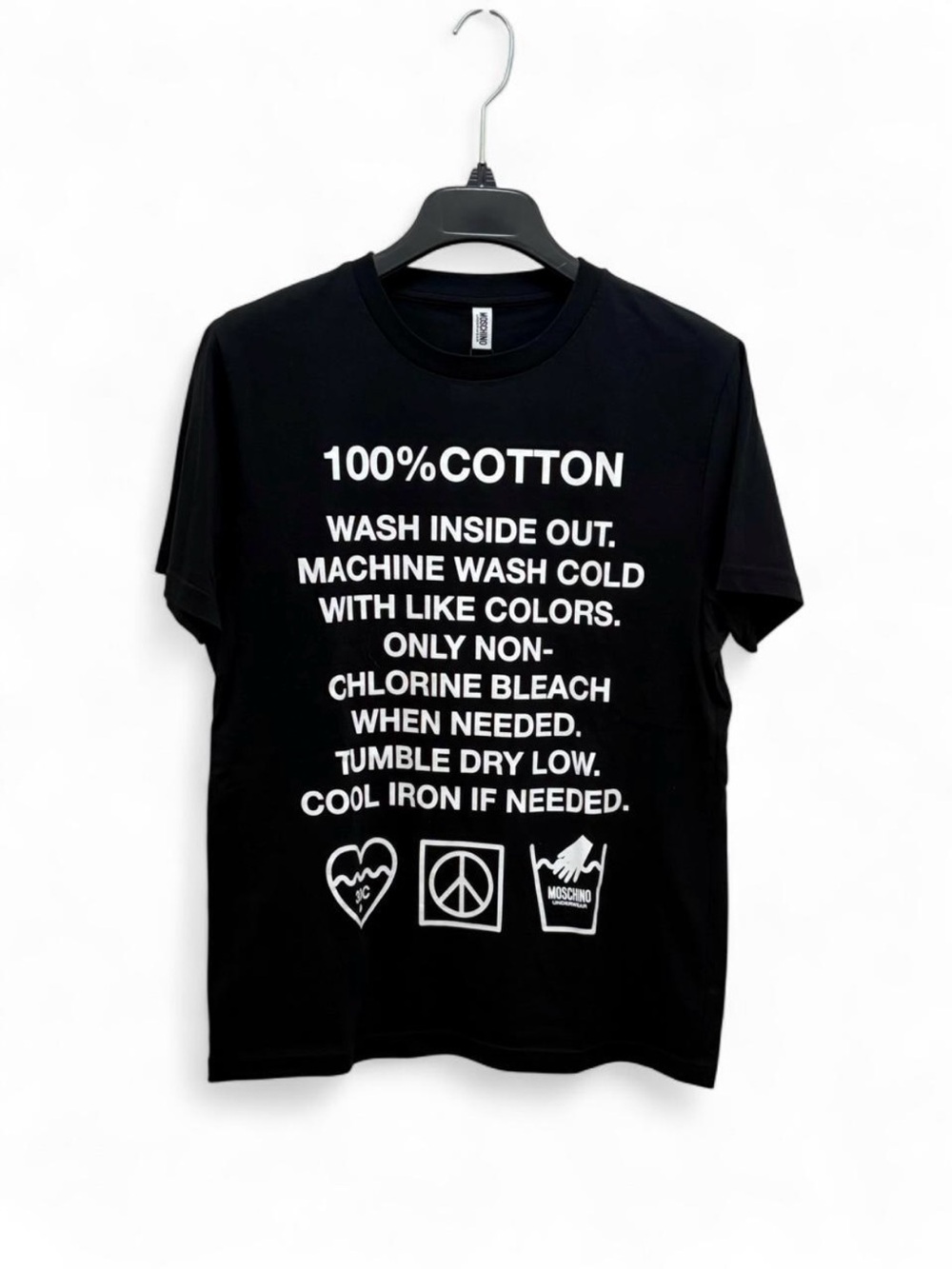 Moschino Black Laundry Graphic Tee Sz Small Designer Streetwear Festival Kitsch